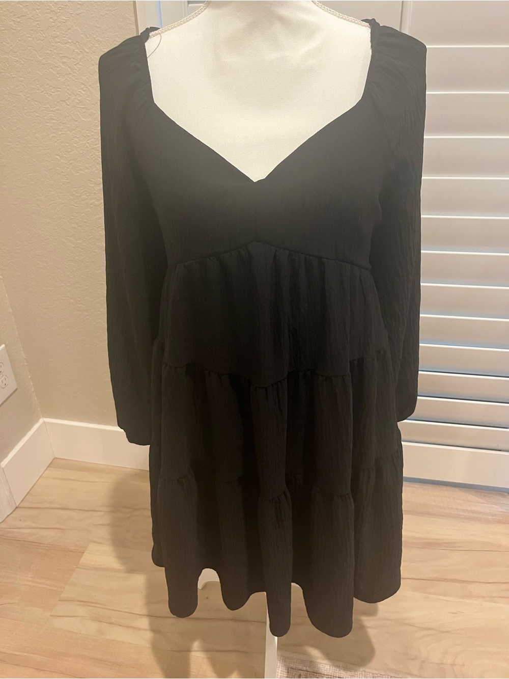 Altar'd State Black Tiered Mini Dress